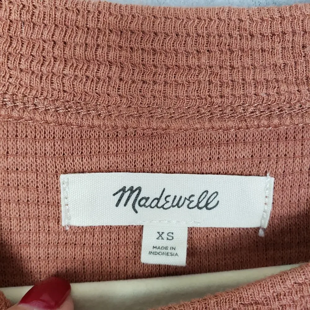 Madewell Size XS Pleated Statement Puff Sleeve Top‎ Amber Orange Fall Classic